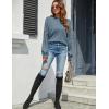 imageBlooming Jelly Womens Chunky Sweater Crewneck Sweatshirt Knit Lantern Sleeve Oversized Pullover Sweater with PearlsBlue