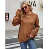 imageBlooming Jelly Womens Chunky Sweater Crewneck Sweatshirt Knit Lantern Sleeve Oversized Pullover Sweater with PearlsBrown