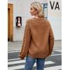 imageBlooming Jelly Womens Chunky Sweater Crewneck Sweatshirt Knit Lantern Sleeve Oversized Pullover Sweater with PearlsBrown