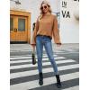 imageBlooming Jelly Womens Chunky Sweater Crewneck Sweatshirt Knit Lantern Sleeve Oversized Pullover Sweater with PearlsBrown