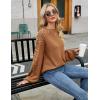 imageBlooming Jelly Womens Chunky Sweater Crewneck Sweatshirt Knit Lantern Sleeve Oversized Pullover Sweater with PearlsBrown