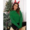 imageBlooming Jelly Womens Chunky Sweater Crewneck Sweatshirt Knit Lantern Sleeve Oversized Pullover Sweater with PearlsGreen