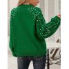 imageBlooming Jelly Womens Chunky Sweater Crewneck Sweatshirt Knit Lantern Sleeve Oversized Pullover Sweater with PearlsGreen