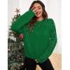 imageBlooming Jelly Womens Chunky Sweater Crewneck Sweatshirt Knit Lantern Sleeve Oversized Pullover Sweater with PearlsGreen