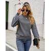 imageBlooming Jelly Womens Chunky Sweater Crewneck Sweatshirt Knit Lantern Sleeve Oversized Pullover Sweater with PearlsGrey