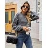 imageBlooming Jelly Womens Chunky Sweater Crewneck Sweatshirt Knit Lantern Sleeve Oversized Pullover Sweater with PearlsGrey
