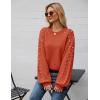 imageBlooming Jelly Womens Chunky Sweater Crewneck Sweatshirt Knit Lantern Sleeve Oversized Pullover Sweater with PearlsOrange