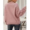 imageBlooming Jelly Womens Chunky Sweater Crewneck Sweatshirt Knit Lantern Sleeve Oversized Pullover Sweater with PearlsPink