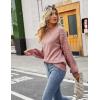imageBlooming Jelly Womens Chunky Sweater Crewneck Sweatshirt Knit Lantern Sleeve Oversized Pullover Sweater with PearlsPink