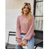 imageBlooming Jelly Womens Chunky Sweater Crewneck Sweatshirt Knit Lantern Sleeve Oversized Pullover Sweater with PearlsPink