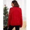 imageBlooming Jelly Womens Chunky Sweater Crewneck Sweatshirt Knit Lantern Sleeve Oversized Pullover Sweater with PearlsRed