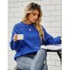 imageBlooming Jelly Womens Chunky Sweater Crewneck Sweatshirt Knit Lantern Sleeve Oversized Pullover Sweater with PearlsRoyal Blue