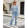 imageBlooming Jelly Womens Chunky Sweater Crewneck Sweatshirt Knit Lantern Sleeve Oversized Pullover Sweater with PearlsSky Blue