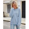 imageBlooming Jelly Womens Chunky Sweater Crewneck Sweatshirt Knit Lantern Sleeve Oversized Pullover Sweater with PearlsSky Blue