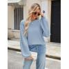 imageBlooming Jelly Womens Chunky Sweater Crewneck Sweatshirt Knit Lantern Sleeve Oversized Pullover Sweater with PearlsSky Blue