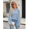 imageBlooming Jelly Womens Chunky Sweater Crewneck Sweatshirt Knit Lantern Sleeve Oversized Pullover Sweater with PearlsSky Blue