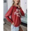 imageBlooming Jelly Womens Crewneck Sweatshirt Long Sleeve Raglan Letter Print Terry Casual Cute Pullover TopRed