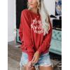 imageBlooming Jelly Womens Crewneck Sweatshirt Long Sleeve Raglan Letter Print Terry Casual Cute Pullover TopRed