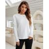imageBlooming Jelly Womens Fall Sweaters Dressy Casual Pullover Tops Puff Long Sleeve Cable Knit Business Jumper Shirt BlouseWhite