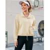 imageBlooming Jelly Womens Half Zip Pullover Long Sleeve Workout Athletic Sweatshirts Crop TopsBeige001