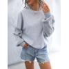 imageBlooming Jelly Womens Oversized Crewneck Sweatshirts Casual Fall Long Sleeve Cable Knit Chunky Pullover Sweater TopsGrey