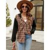 imageBlooming Jelly Womens Plaid hooded Flannel Shirts Long Sleeve Hoodies Shacket Button Down Oversized Color Block Fall TopsBrown 6