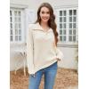 imageBlooming Jelly Womens Quarter Zip Pullover Sweaters Trendy Cable Knit Chunky Collared Fall Sweater 2023 Ladies Winter TopsBeige