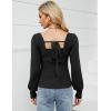 imageBlooming Jelly Womens Square Neck Knit Cute Sweaters Long Sleeve Dressy Casual Pullover Cozy Tie Back TopsBlack New