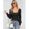 imageBlooming Jelly Womens Square Neck Knit Cute Sweaters Long Sleeve Dressy Casual Pullover Cozy Tie Back TopsBlack New