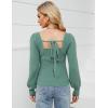 imageBlooming Jelly Womens Square Neck Knit Cute Sweaters Long Sleeve Dressy Casual Pullover Cozy Tie Back TopsGreen New
