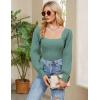 imageBlooming Jelly Womens Square Neck Knit Cute Sweaters Long Sleeve Dressy Casual Pullover Cozy Tie Back TopsGreen New