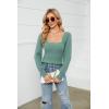 imageBlooming Jelly Womens Square Neck Knit Cute Sweaters Long Sleeve Dressy Casual Pullover Cozy Tie Back TopsGreen New