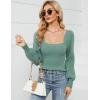 imageBlooming Jelly Womens Square Neck Knit Cute Sweaters Long Sleeve Dressy Casual Pullover Cozy Tie Back TopsGreen New
