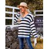 imageBlooming Jelly Womens Striped Sweater Oversized V Neck Side Slit Cute Long Sleeve Tops Pullover Fall 2024 Trendy Casual TunicBlack  White