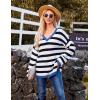 imageBlooming Jelly Womens Striped Sweater Oversized V Neck Side Slit Cute Long Sleeve Tops Pullover Fall 2024 Trendy Casual TunicBlack  White