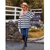 imageBlooming Jelly Womens Striped Sweater Oversized V Neck Side Slit Cute Long Sleeve Tops Pullover Fall 2024 Trendy Casual TunicBlack  White