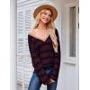 imageBlooming Jelly Womens Striped Sweater Oversized V Neck Side Slit Cute Long Sleeve Tops Pullover Fall 2024 Trendy Casual TunicCrimson  Navy