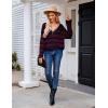 imageBlooming Jelly Womens Striped Sweater Oversized V Neck Side Slit Cute Long Sleeve Tops Pullover Fall 2024 Trendy Casual TunicCrimson  Navy