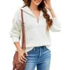 imageBlooming Jelly Women Long Sleeve Sweaters Quarter Zip Pullover Cable Knit Chunky Sweater Fall Tops Clothes 2023White