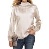 imageBlooming Jelly Womens Business Casual Tops Long Sleeve Work Shirts Mock Neck Dressy Tops Satin Silk Fall Outfits 2024Apricot