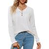 imageBlooming Jelly Womens Casual Cute Sweaters Ruffle Button Down Long Sleeve Eyelet Fall Pullover TopsWhite