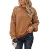 imageBlooming Jelly Womens Chunky Sweater Crewneck Sweatshirt Knit Lantern Sleeve Oversized Pullover Sweater with PearlsBrown