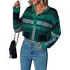 imageBlooming Jelly Womens Cropped Sweater Color Block Pullover Sweaters Vintage Crewneck Long Sleeve Fall TopsGreen