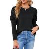 imageBlooming Jelly Womens Fall Sweaters Dressy Casual Pullover Tops Puff Long Sleeve Cable Knit Business Jumper Shirt BlouseBlack
