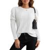 imageBlooming Jelly Womens Fall Sweaters Dressy Casual Pullover Tops Puff Long Sleeve Cable Knit Business Jumper Shirt BlouseWhite