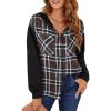 imageBlooming Jelly Womens Plaid hooded Flannel Shirts Long Sleeve Hoodies Shacket Button Down Oversized Color Block Fall TopsBrown 3