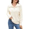 imageBlooming Jelly Womens Quarter Zip Pullover Sweaters Trendy Cable Knit Chunky Collared Fall Sweater 2023 Ladies Winter TopsBeige