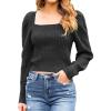 imageBlooming Jelly Womens Square Neck Knit Cute Sweaters Long Sleeve Dressy Casual Pullover Cozy Tie Back TopsBlack New