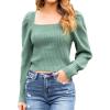 imageBlooming Jelly Womens Square Neck Knit Cute Sweaters Long Sleeve Dressy Casual Pullover Cozy Tie Back TopsGreen New