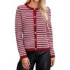 imageBlooming Jelly Womens Striped Cardigan Sweaters Dressy Casual Chunky Knit Coats 2024 Trendy Fall Outfits Winter Jackets RedMedium
